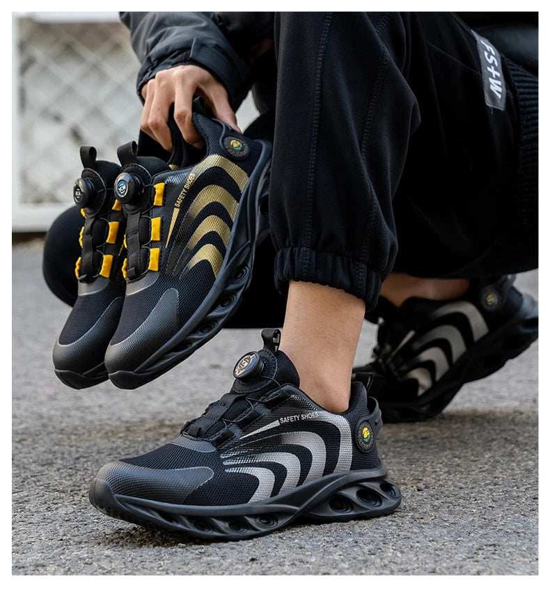 Rotary Buckle Lightweight Steel Toe Safety Work Sneakers