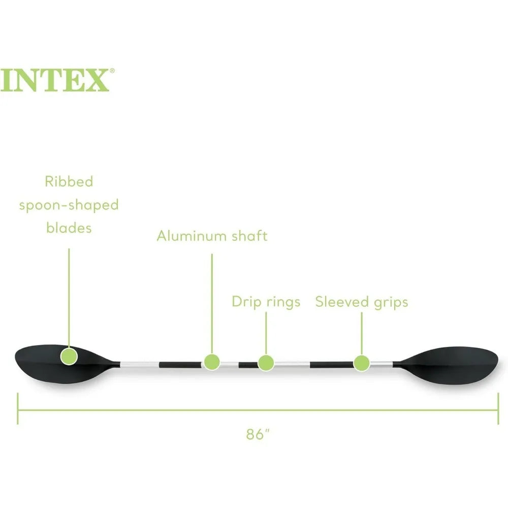 Kayak Paddle with Ribbed Spoon Blades & Adjustable Feather