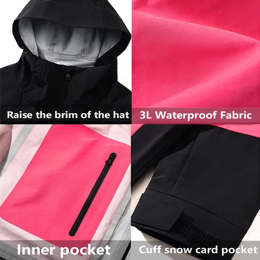 Winter Mountain Ski Jackets Waterproof Hooded Snowboard Coat