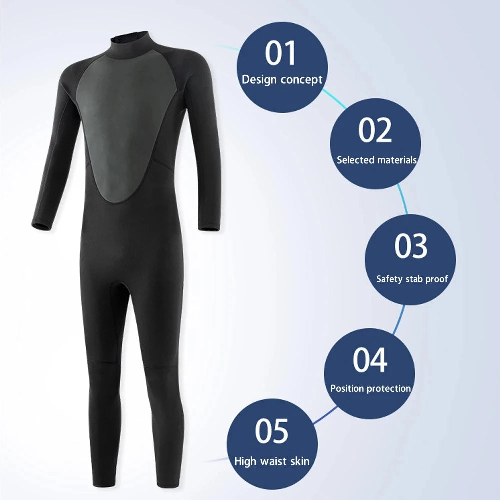 3mm/2mm Neoprene Wetsuit Full Body Thermal Diving & Surfing Suit