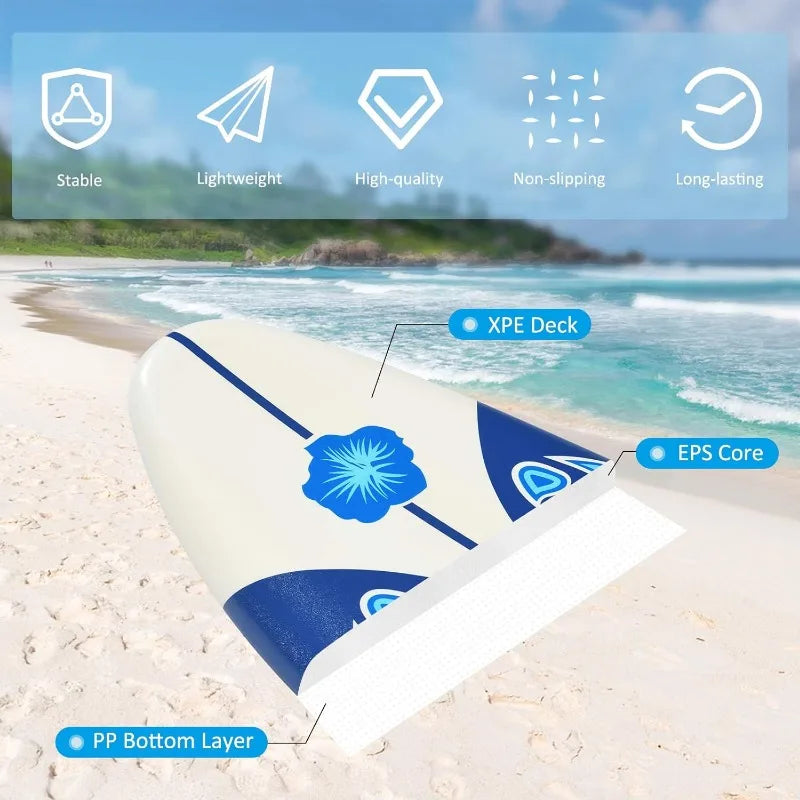 GYMAX 6' Body Surfboard with Removable Fins & Leash