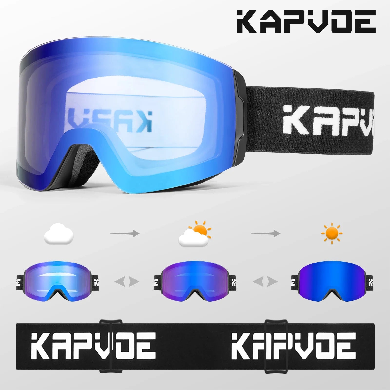 Kapvoe Photochromic Magnetic Ski Goggles UV400