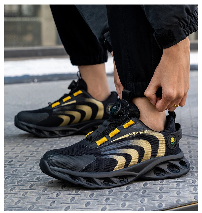 Rotary Buckle Lightweight Steel Toe Safety Work Sneakers