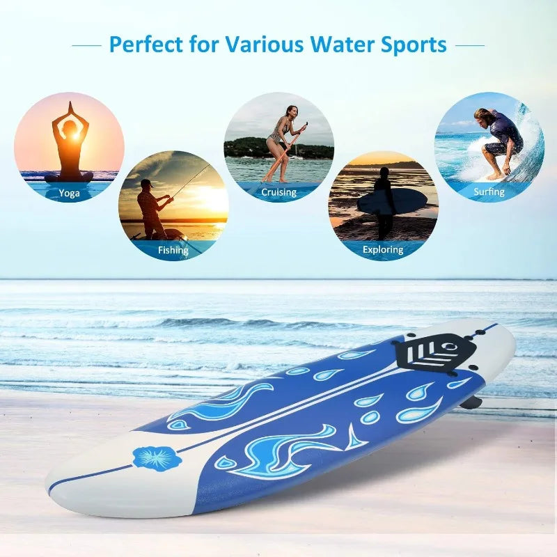 GYMAX 6' Body Surfboard with Removable Fins & Leash