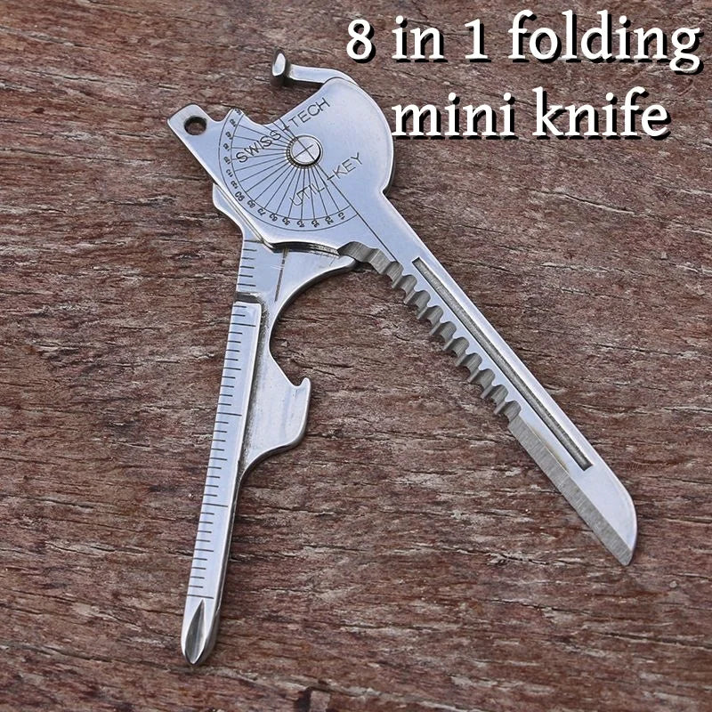 8-in-1 Multi-Tool Keychain – Compact Outdoor Survival Utility