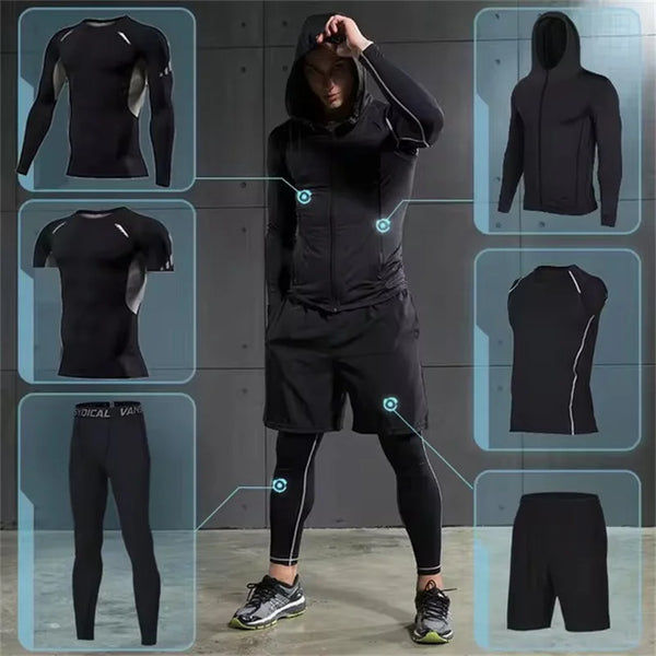Men’s Compression Sportswear Set – 5-Piece Gym Outfit