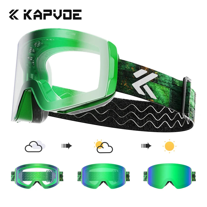 Kapvoe Photochromic Magnetic Ski Goggles UV400