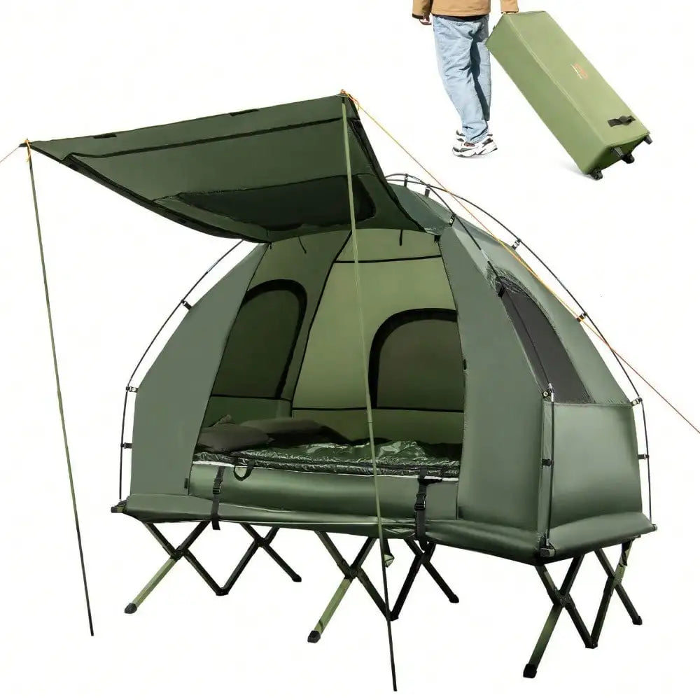 2-Person Portable Pop-Up Tent with Cot, Air Mattress & Sleeping Bag
