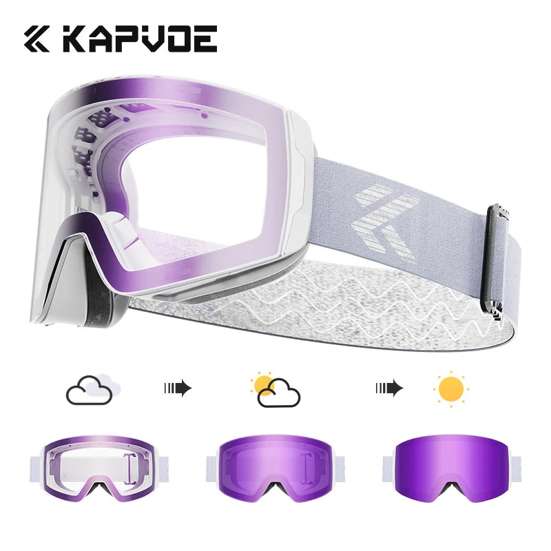 Kapvoe Photochromic Magnetic Ski Goggles UV400