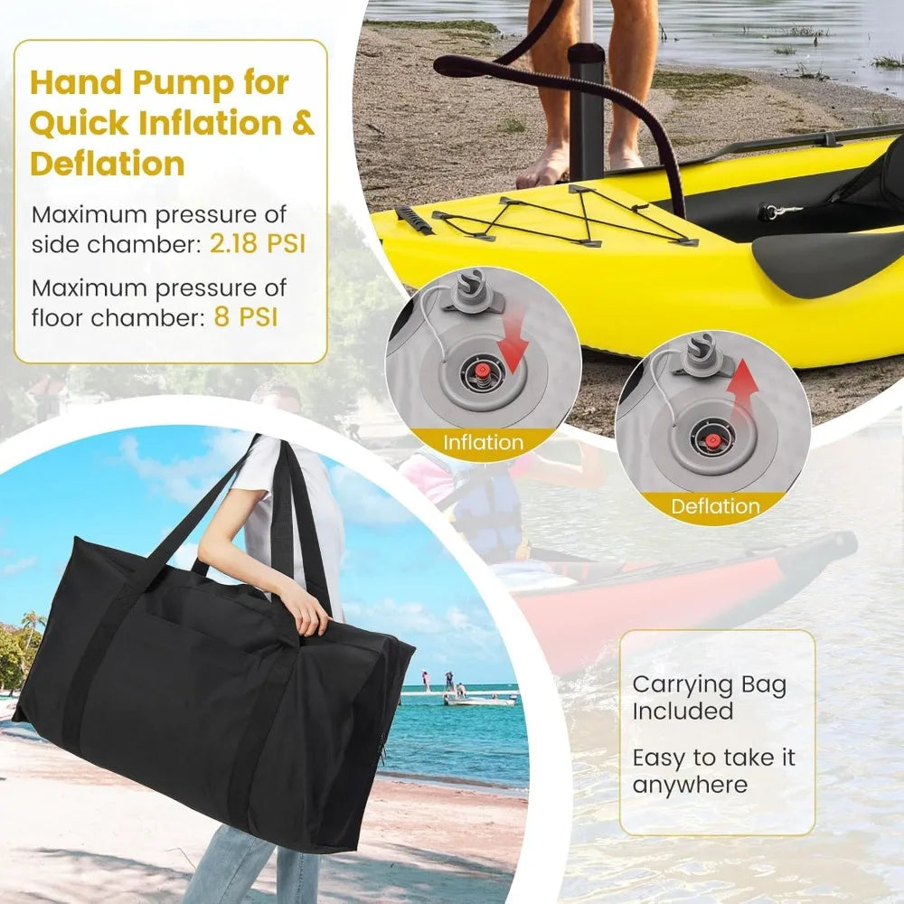 12.5 Ft Inflatable Tandem Kayak with Drop-Stitch Floor & Accessories