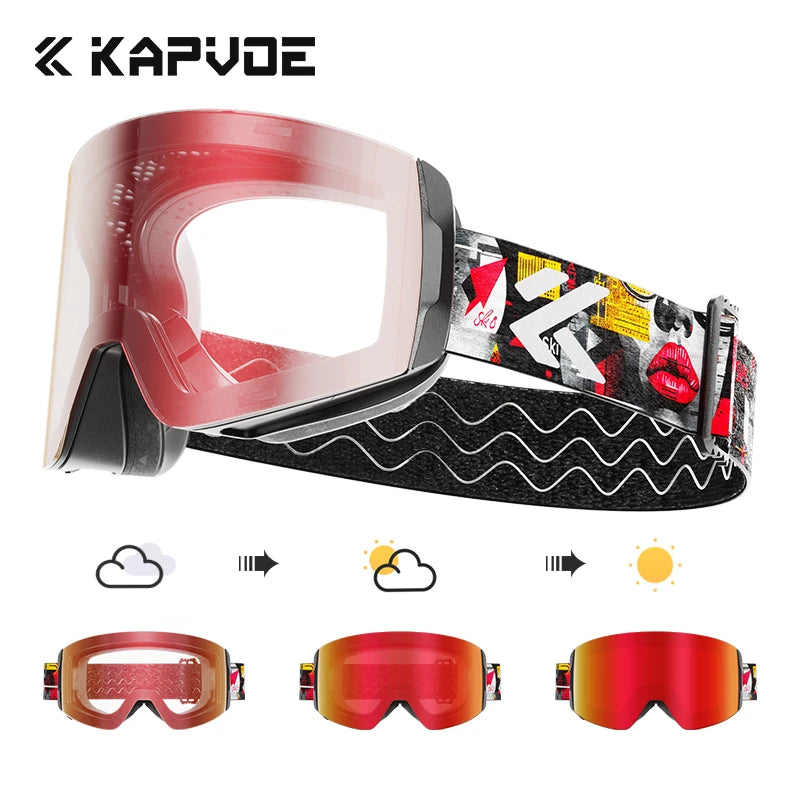 Kapvoe Photochromic Magnetic Ski Goggles UV400