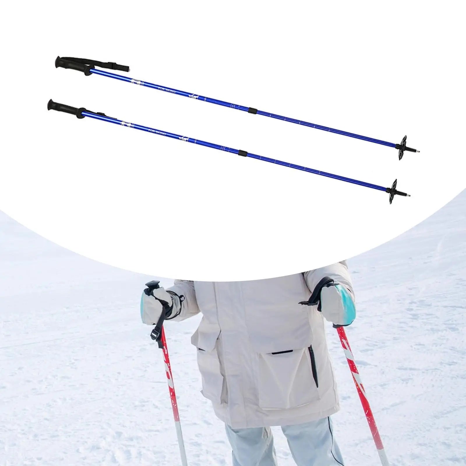 Ski Poles with Lock System & Ergonomic Grip for Adults & Kids