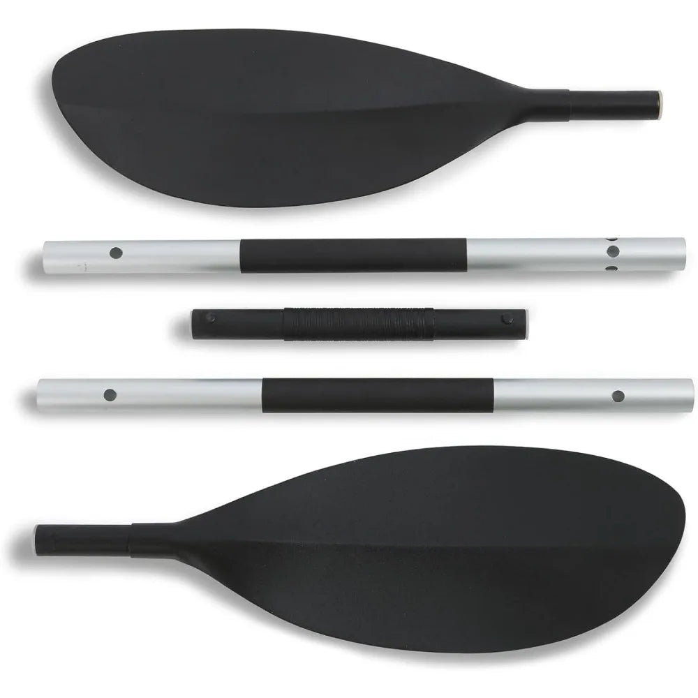 Kayak Paddle with Ribbed Spoon Blades & Adjustable Feather