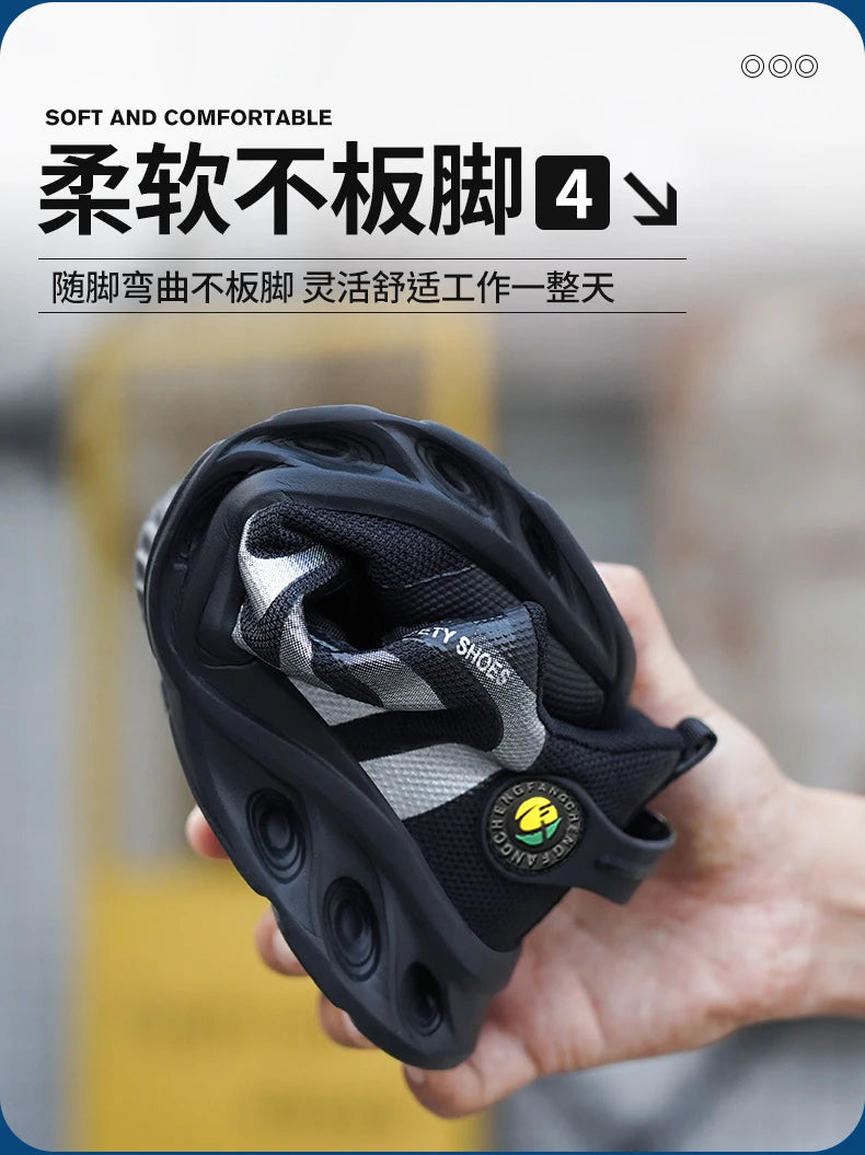 Rotary Buckle Lightweight Steel Toe Safety Work Sneakers
