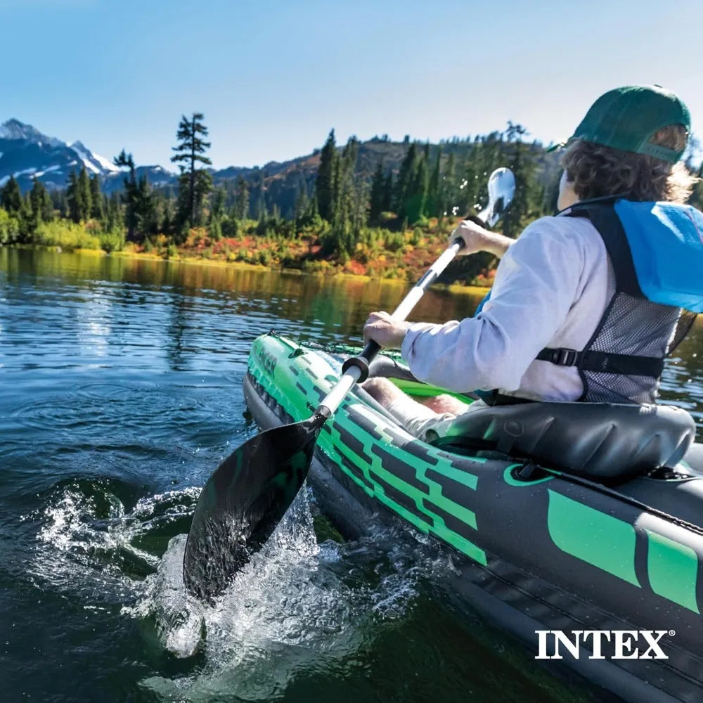 Kayak Paddle with Ribbed Spoon Blades & Adjustable Feather