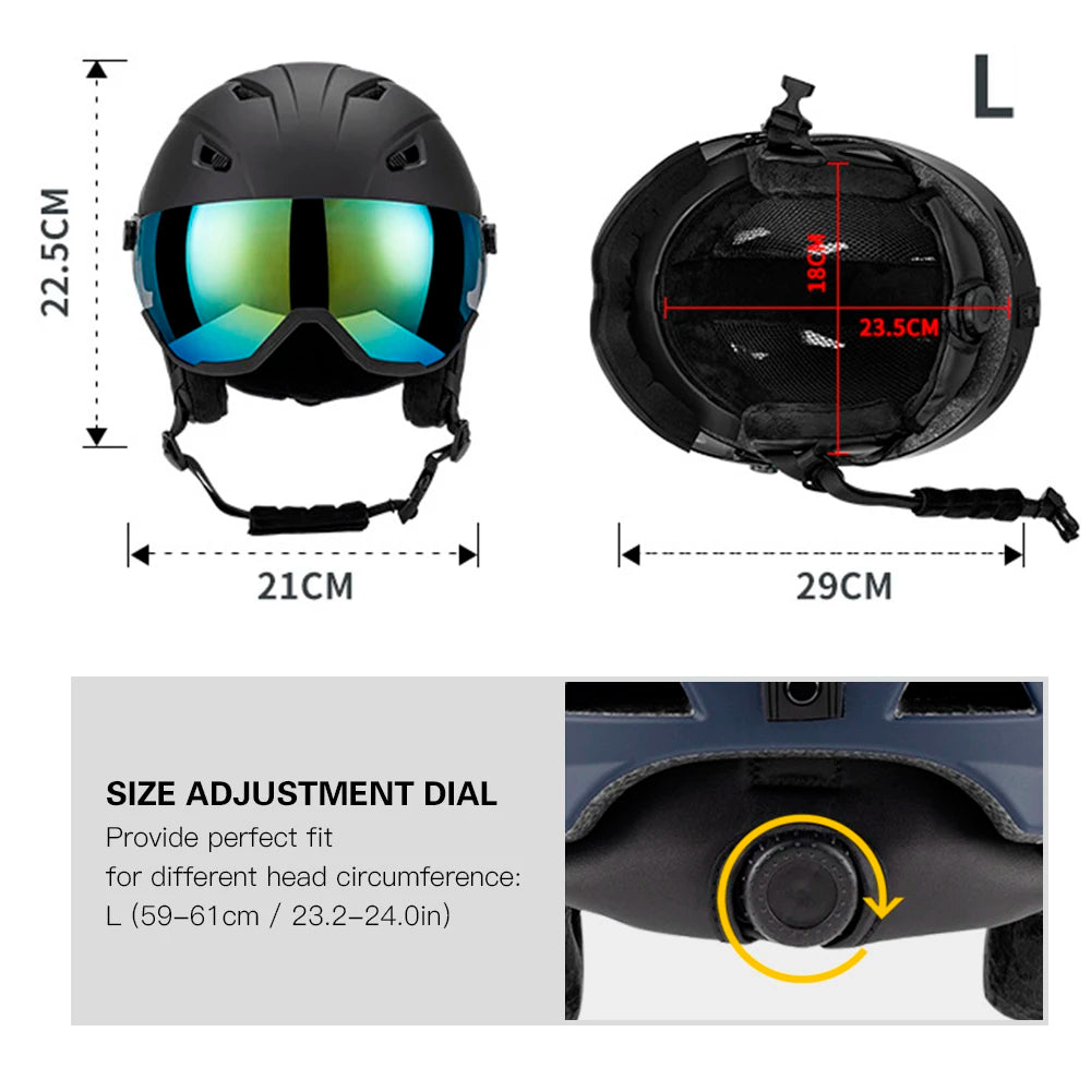 LIXADA Integrated Ski & Snowboard Helmet with Removable Visor & Goggles